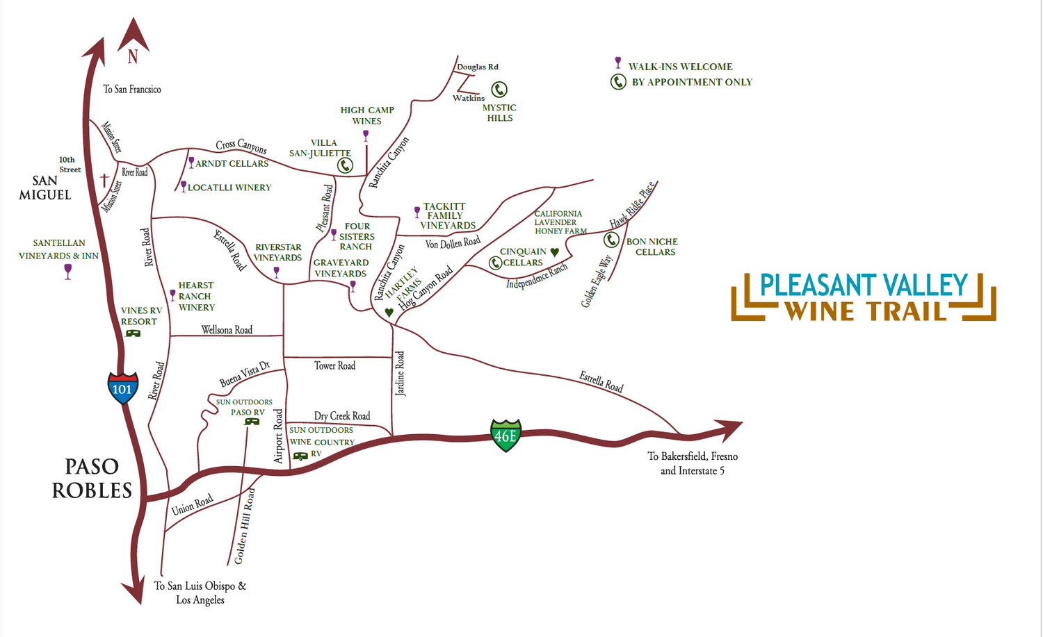 Map – Pleasant Valley Wine Trail