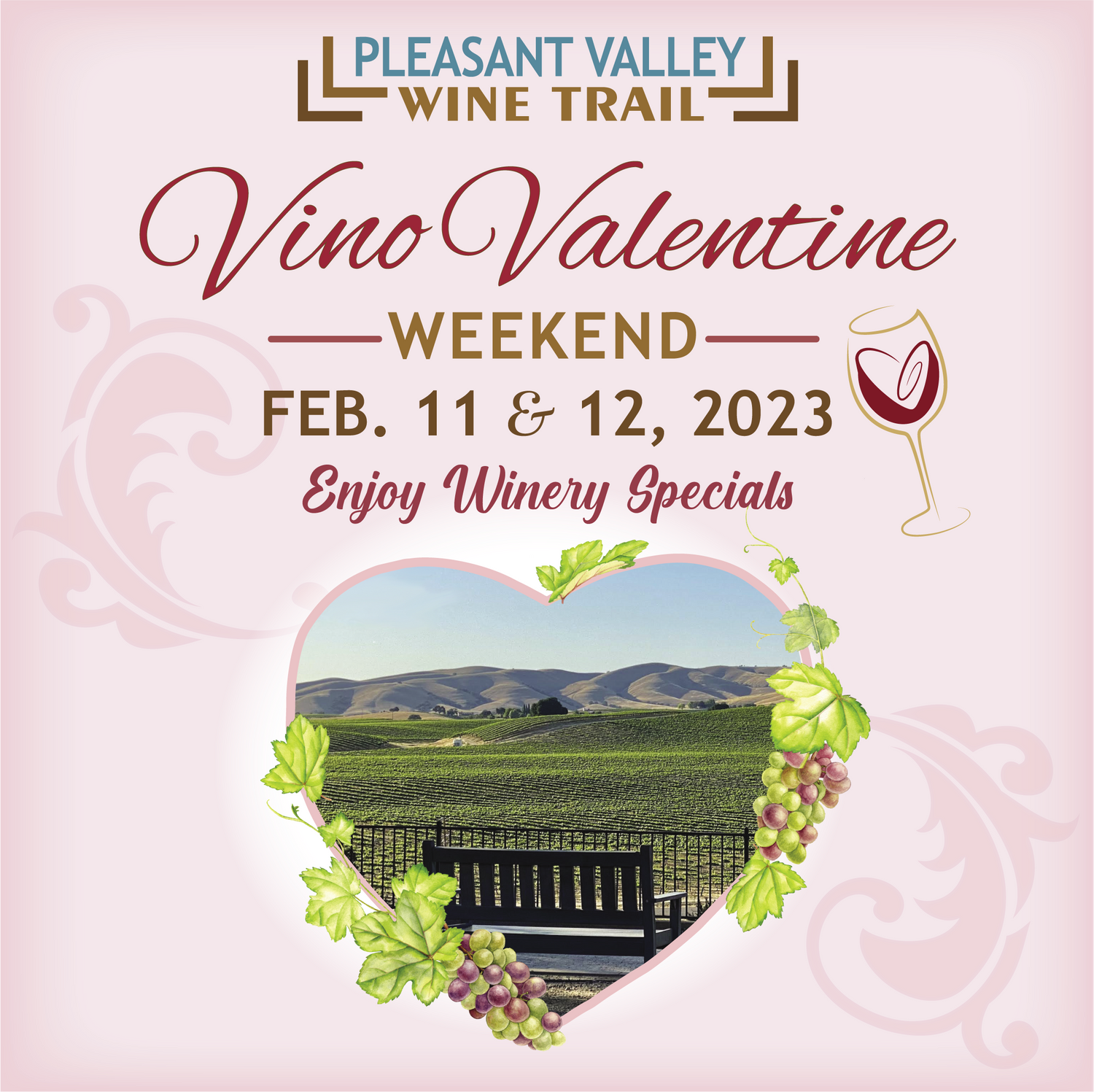 Vino Valentine with the Pleasant Valley Wine Trail in San Miguel, CA